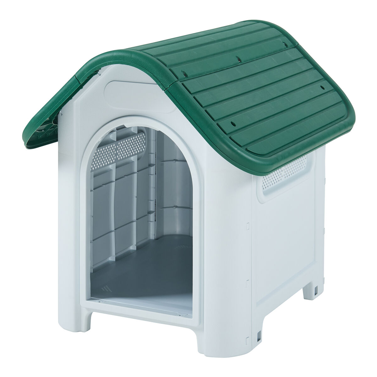 Casinha de cão bello 75 x 59 x 66 cm plástico branco/verde [en.casa]