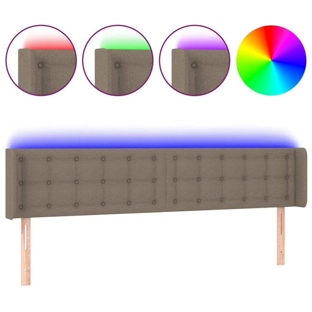 Vidaxl cabeceira de cama c/ luzes led 183x16x78/88cm cinza-acastanhado