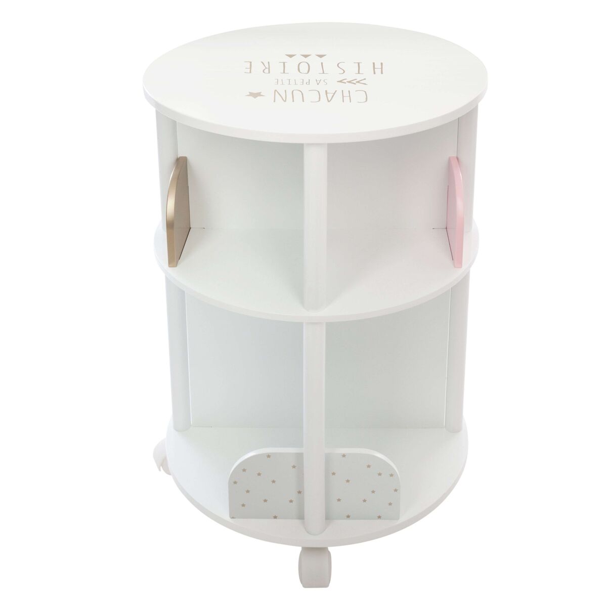 Estante infantil redonda com 4 prateleiras e rodas