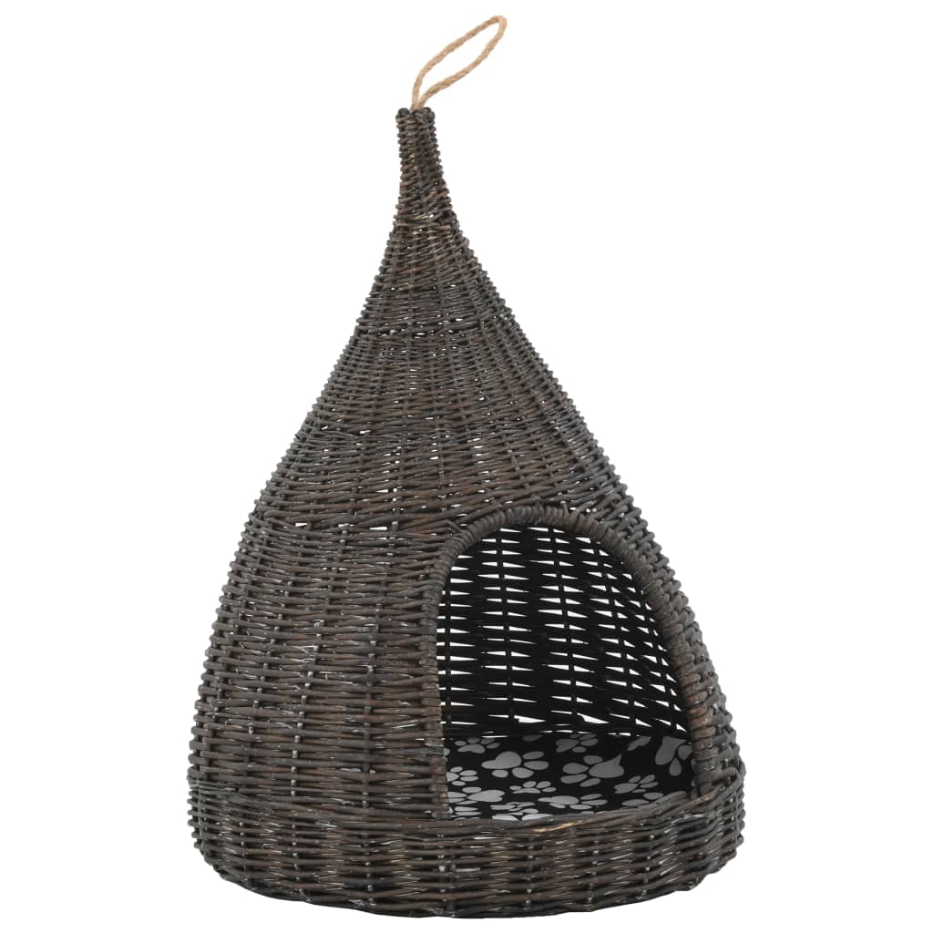 Vidaxl ninho p/ gatos tipi c/ almofadão 40x60 cm salgueiro cinzento