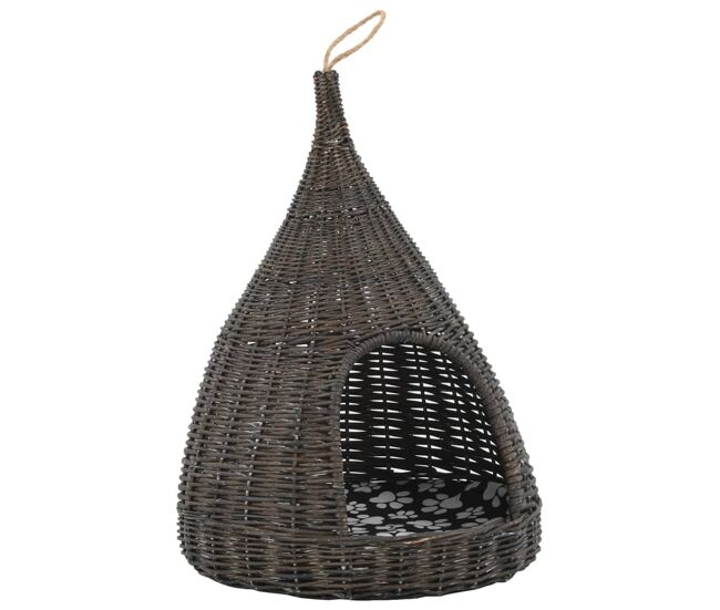 Vidaxl ninho p/ gatos tipi c/ almofadão 40x60 cm salgueiro cinzento