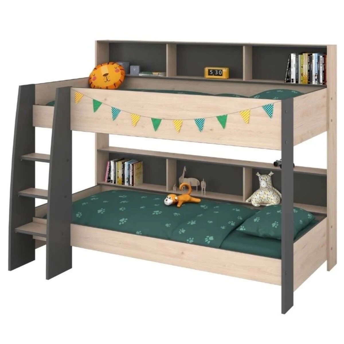 Miroytengo Beliche Infantil Mouse 90X200 Cm Quarto Juvenil Em Carvalho Jackson E Escuro Cinza