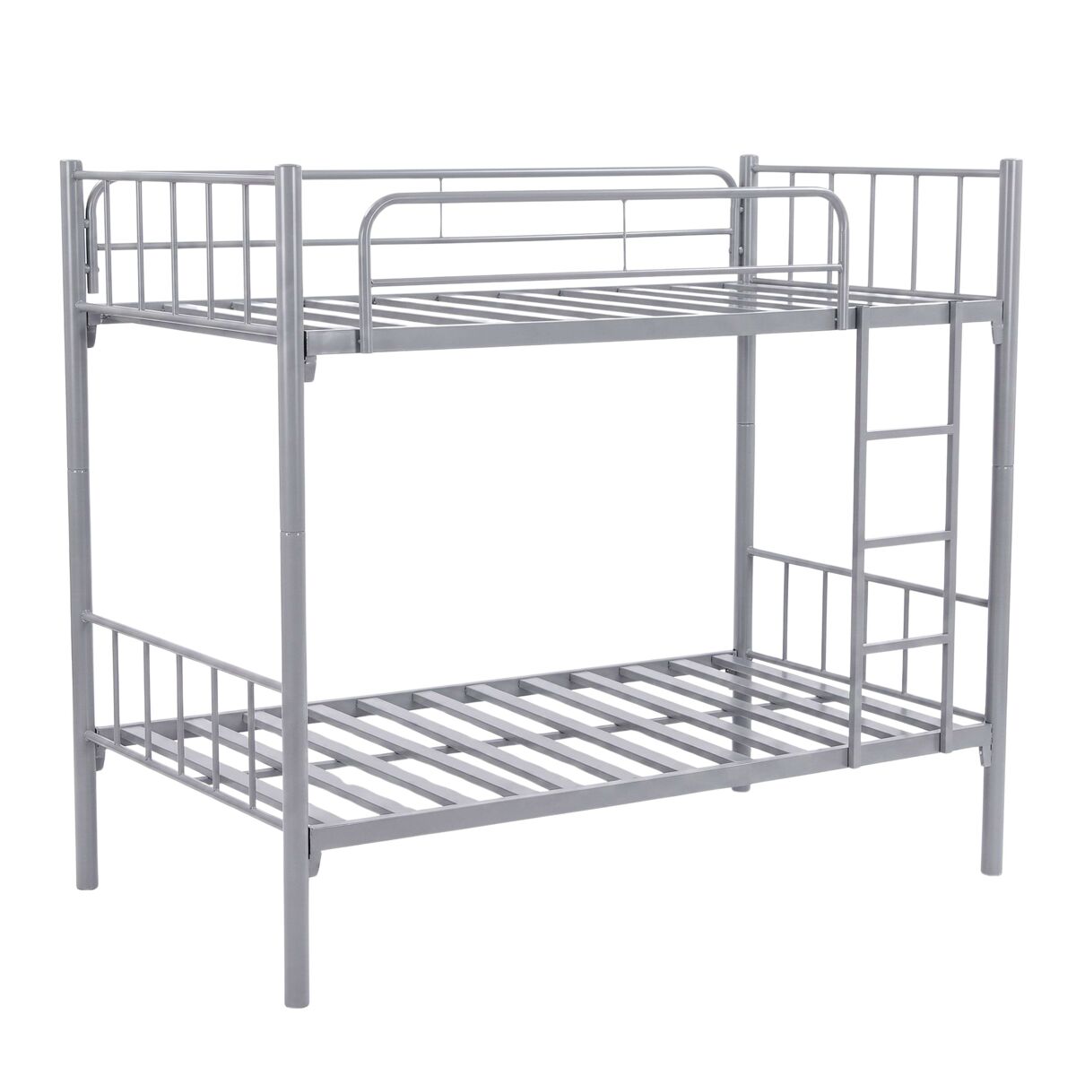 Beliche juvenil 90x190 cm desmontável, estrutura metálica, beliche duplo cathy com escada, conversível em 2 camas gris
