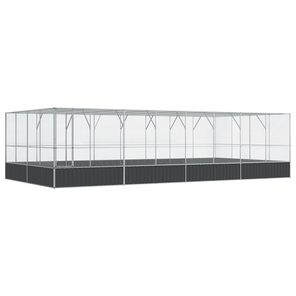 Vidaxl aviário com extensão 832x414x212 cm aço prateado