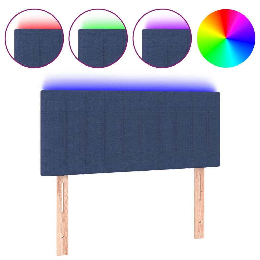 Vidaxl cabeceira de cama c/ luzes led tecido 100x5x78/88 cm azul