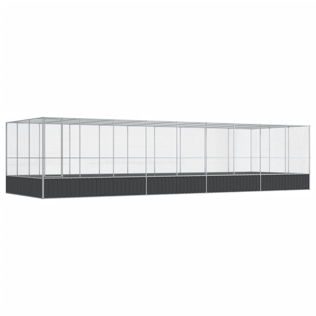 Vidaxl aviário com extensão 932x307x212 cm aço prateado