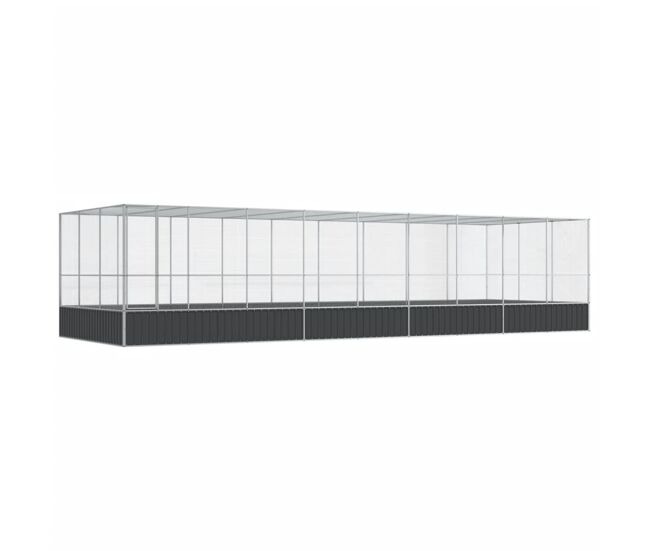 Vidaxl aviário com extensão 932x307x212 cm aço prateado