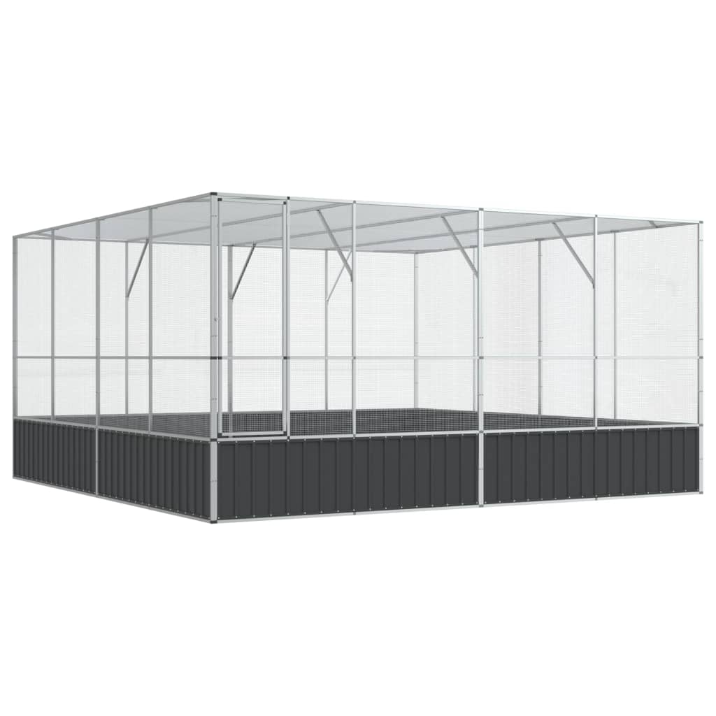 Vidaxl aviário 418x414x212 cm aço prateado