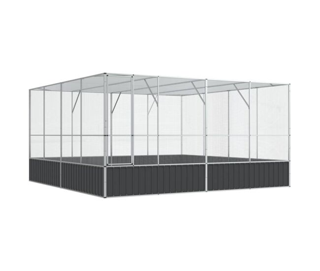 Vidaxl aviário 418x414x212 cm aço prateado