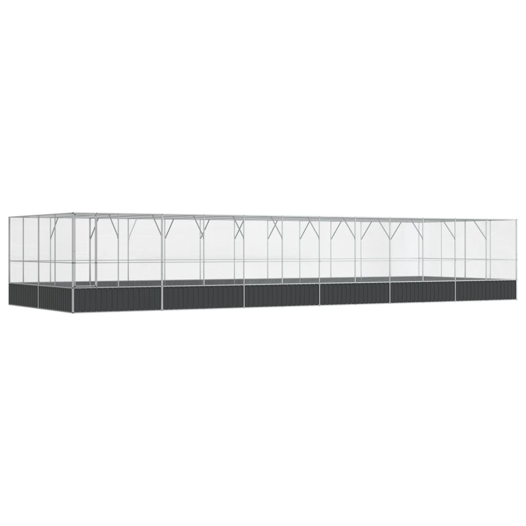 Vidaxl aviário com extensão 1246x414x212 cm aço prateado