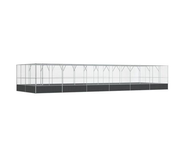 Vidaxl aviário com extensão 1246x414x212 cm aço prateado