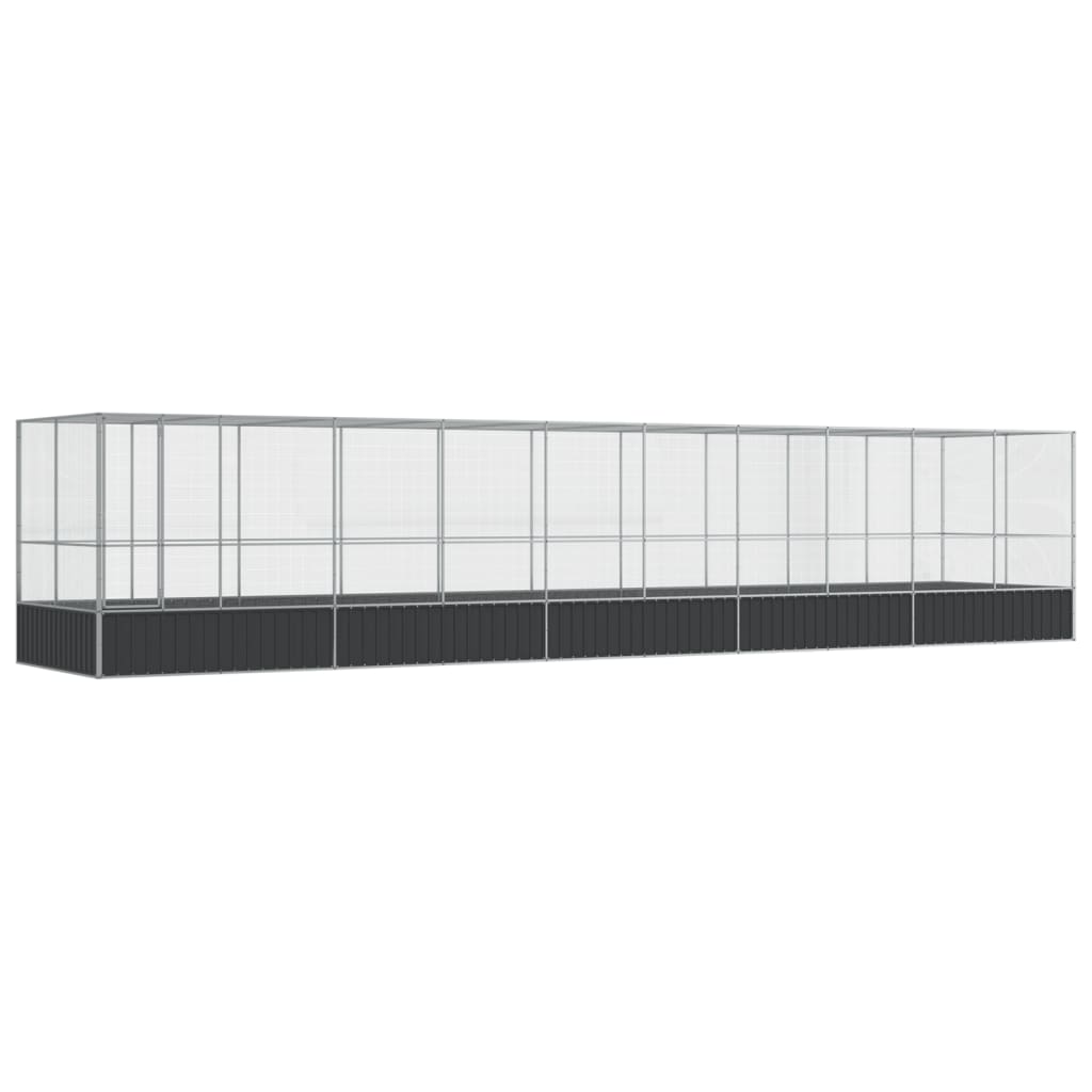 Vidaxl aviário com extensão 1039x207x212 cm aço prateado