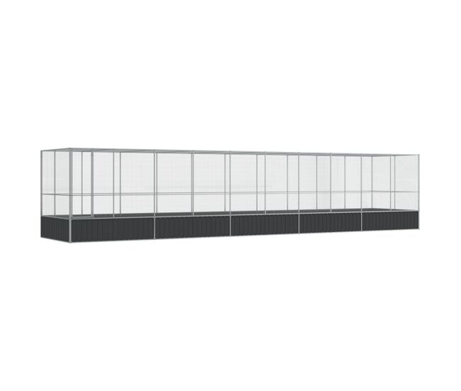 Vidaxl aviário com extensão 1039x207x212 cm aço prateado