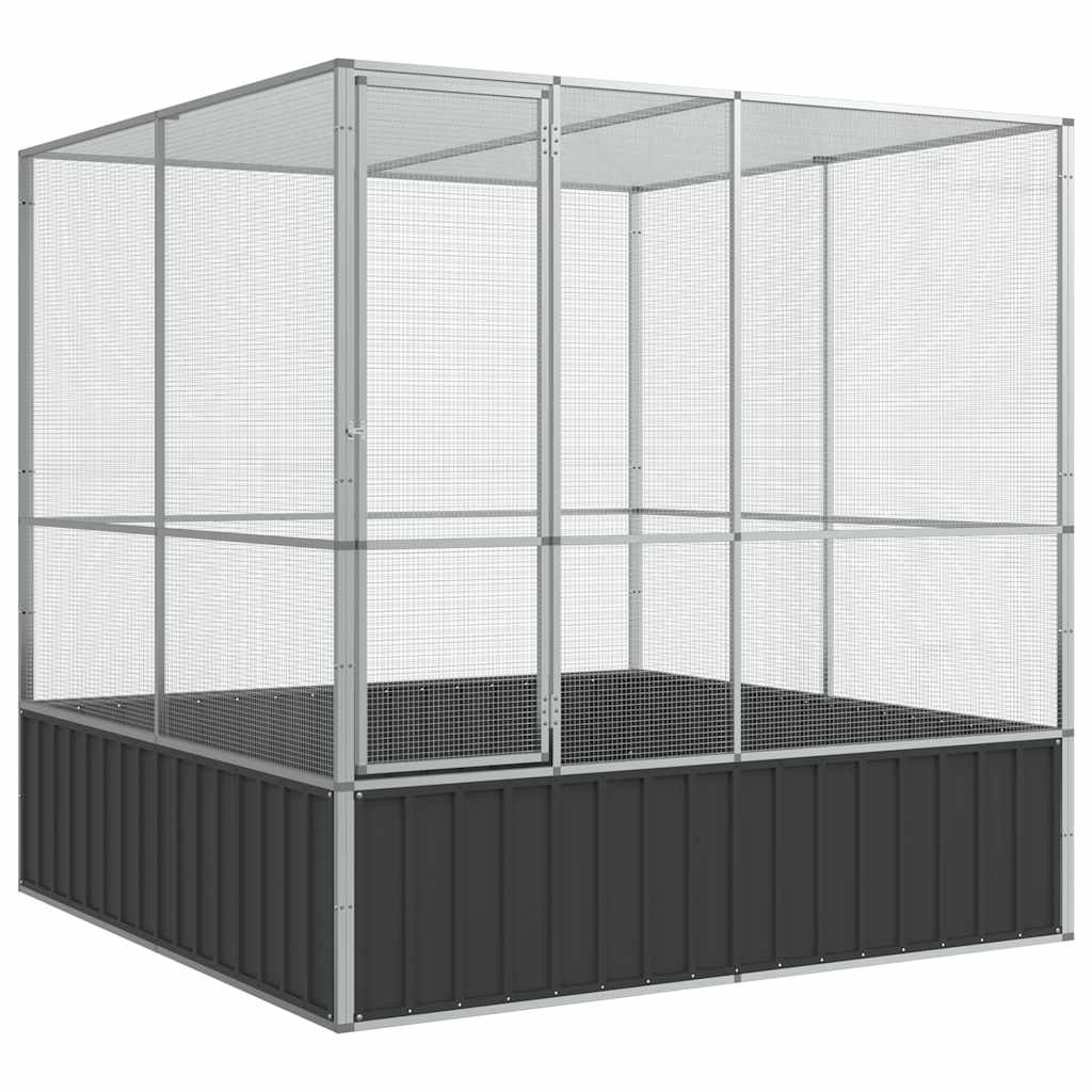 Vidaxl aviário 211x207x212 cm aço prateado