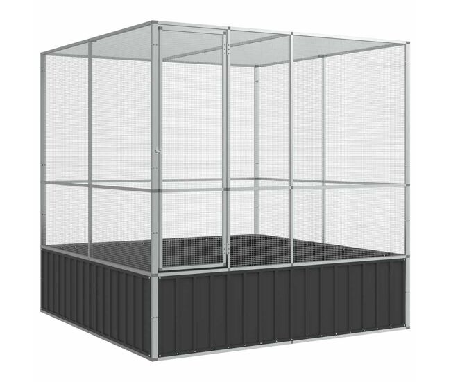 Vidaxl aviário 211x207x212 cm aço prateado