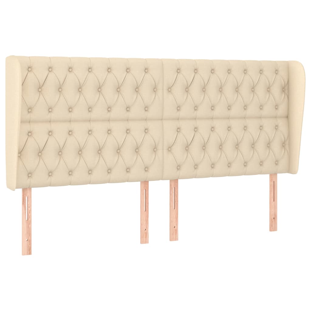 Vidaxl cabeceira de cama c/ abas tecido 183x23x118/128 cm creme