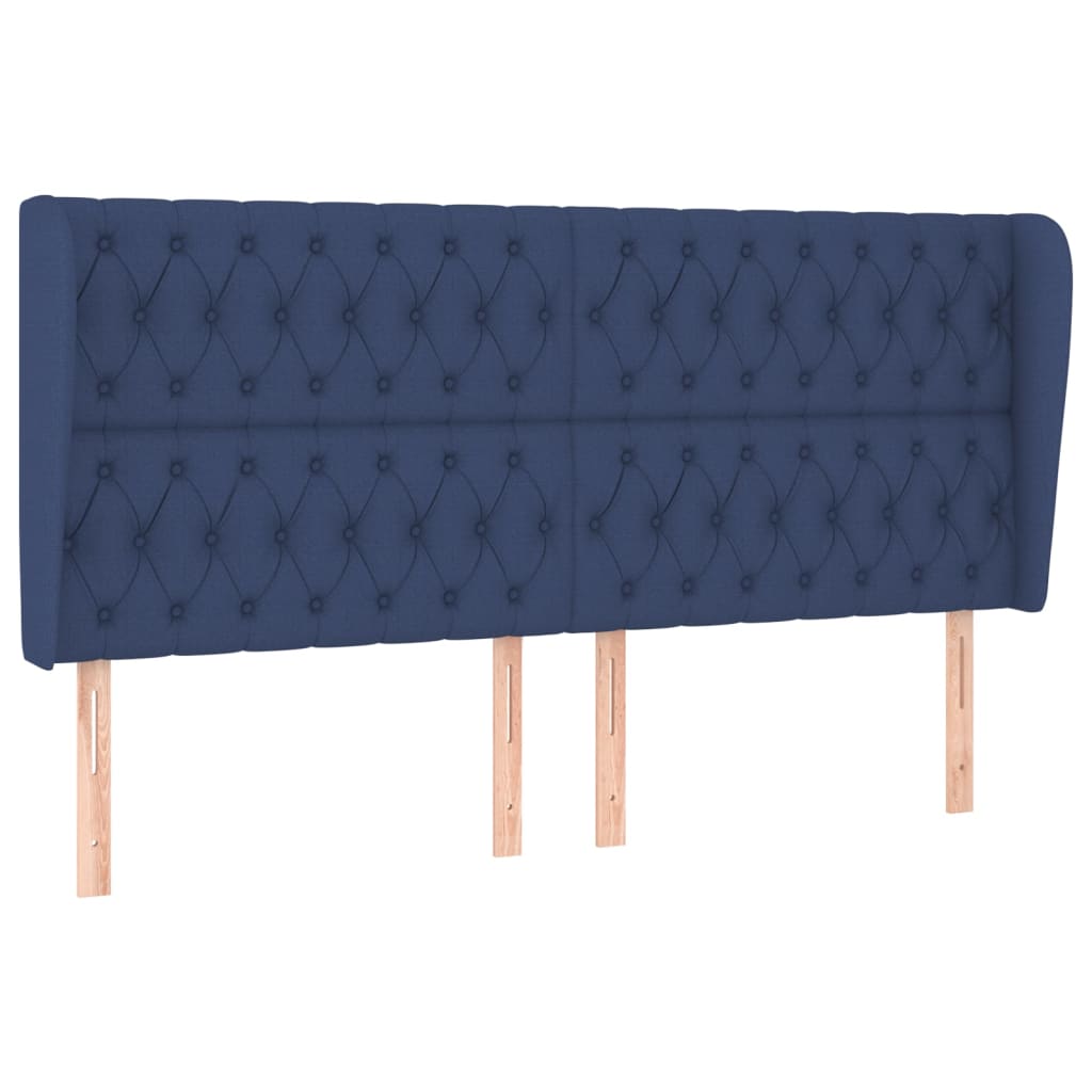 Vidaxl cabeceira de cama c/ abas tecido 183x23x118/128 cm azul