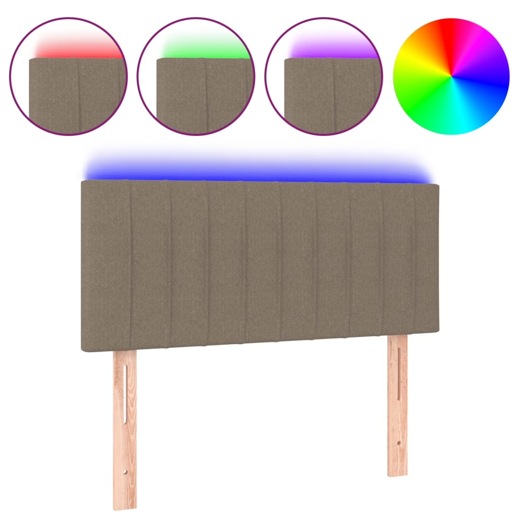 Vidaxl cabeceira cama luzes led tecido 90x5x78/88cm cinza-acastanhado