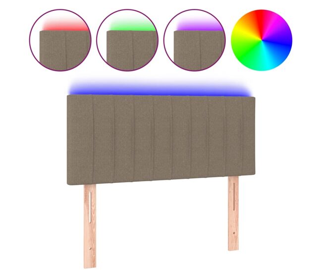 Vidaxl cabeceira cama luzes led tecido 90x5x78/88cm cinza-acastanhado