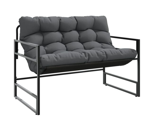 Vidaxl banco de jardim com almofadão 113 cm aço antracite