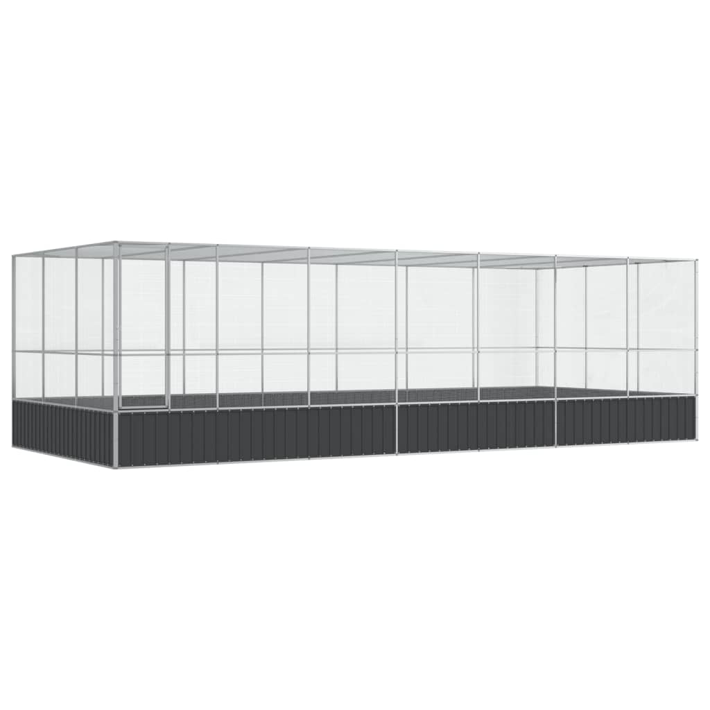 Vidaxl aviário com extensão 725x307x212 cm aço prateado
