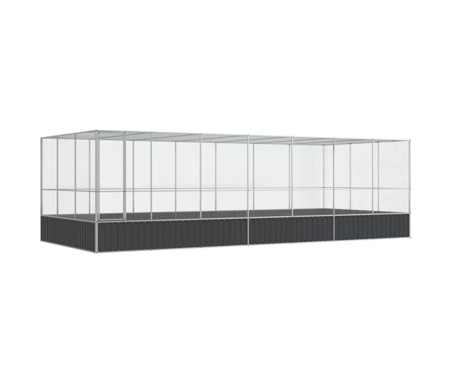 Vidaxl aviário com extensão 725x307x212 cm aço prateado