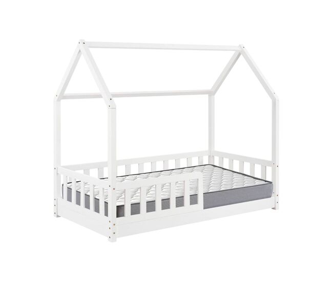 Conjunto de cama infantil cabana ''bosco'' branco 90x190cm + colchão serenia 90x190cm (altura 17cm), respirável, adaptável e térmico