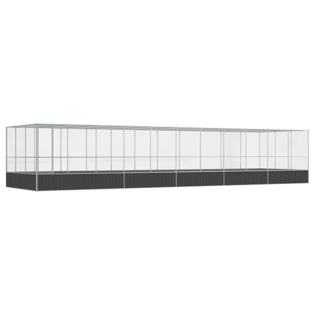 Vidaxl aviário com extensão 1139x307x212 cm aço prateado