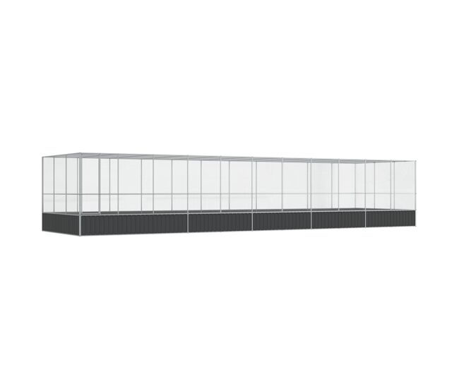 Vidaxl aviário com extensão 1139x307x212 cm aço prateado