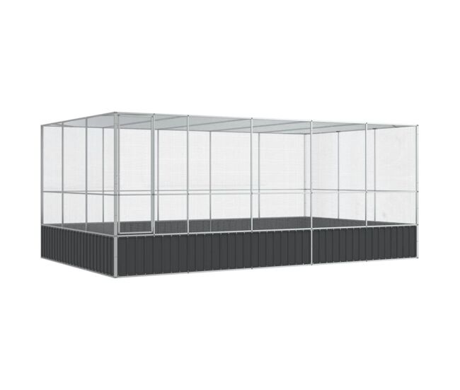 Vidaxl aviário com extensão 518x307x212 cm aço prateado