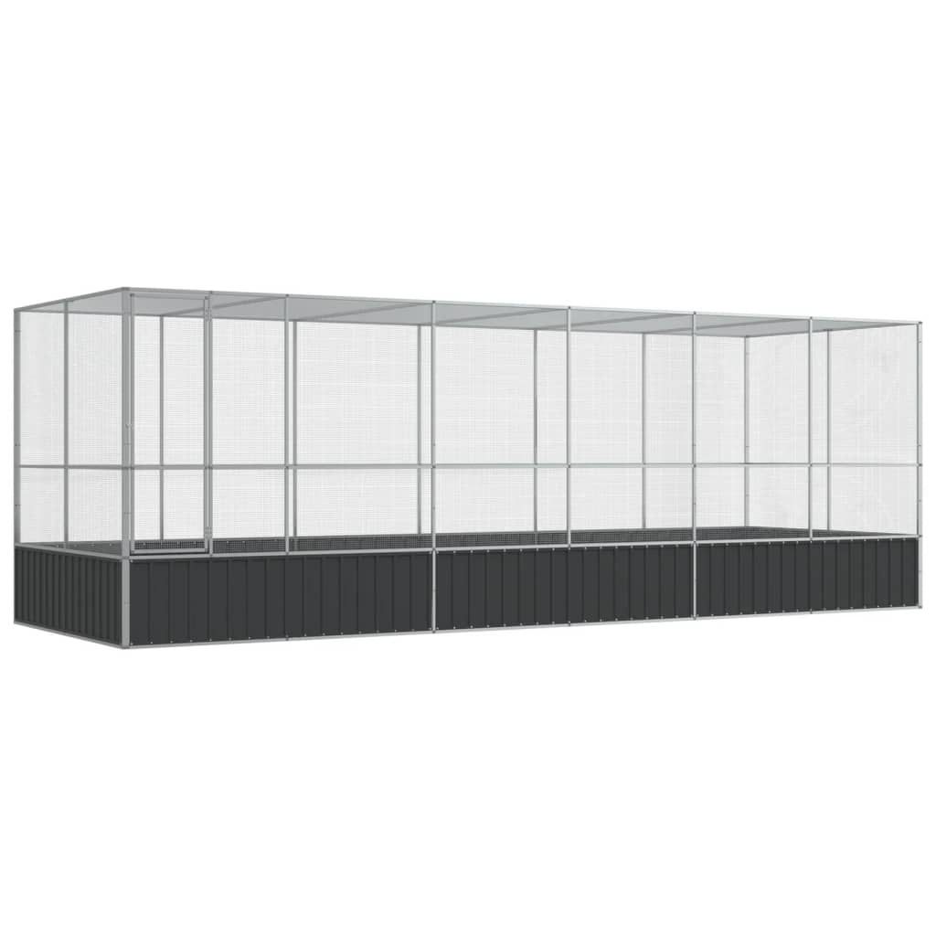 Vidaxl aviário com extensão 625x207x212 cm aço prateado