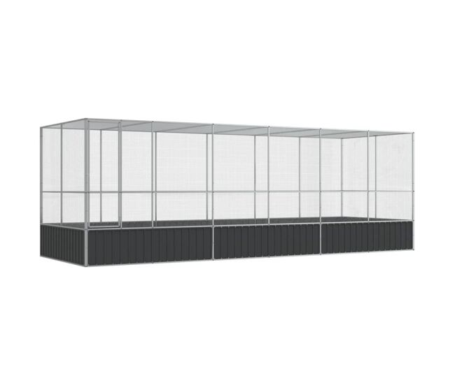 Vidaxl aviário com extensão 625x207x212 cm aço prateado