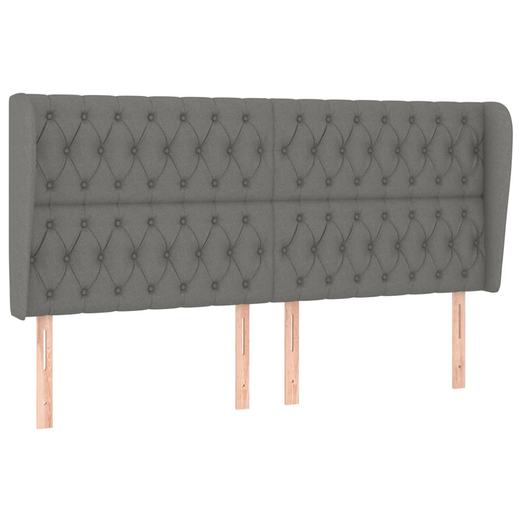 Vidaxl cabeceira cama c/ abas tecido 203x23x118/128 cm cinzento-escuro