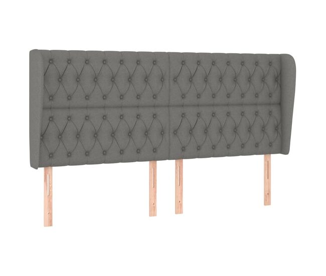 Vidaxl cabeceira cama c/ abas tecido 203x23x118/128 cm cinzento-escuro
