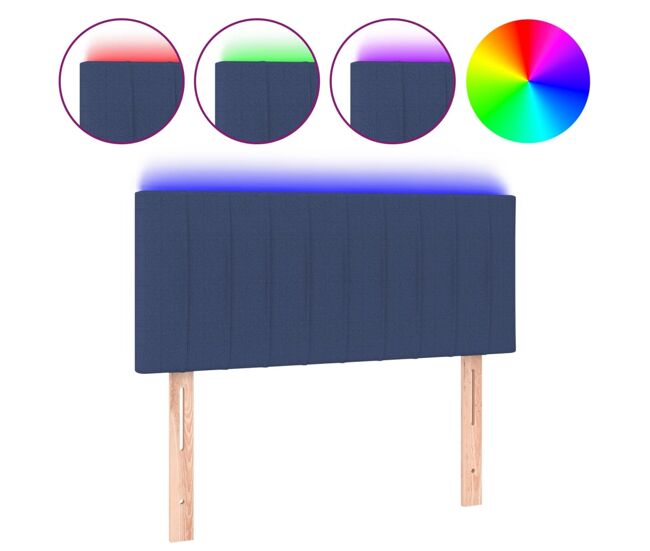 Vidaxl cabeceira de cama c/ luzes led tecido 80x5x78/88 cm azul
