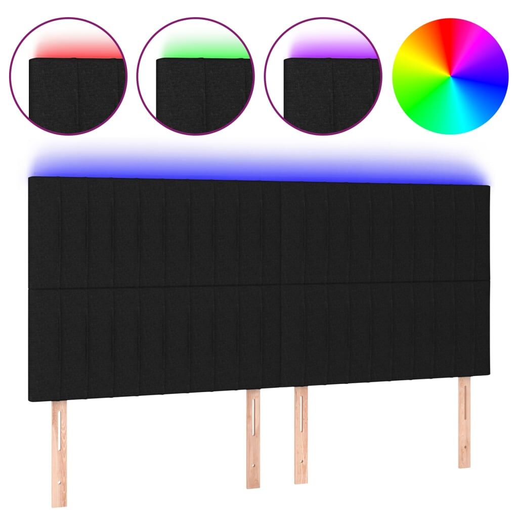 Vidaxl cabeceira de cama c/ luzes led tecido 200x5x118/128 cm preto