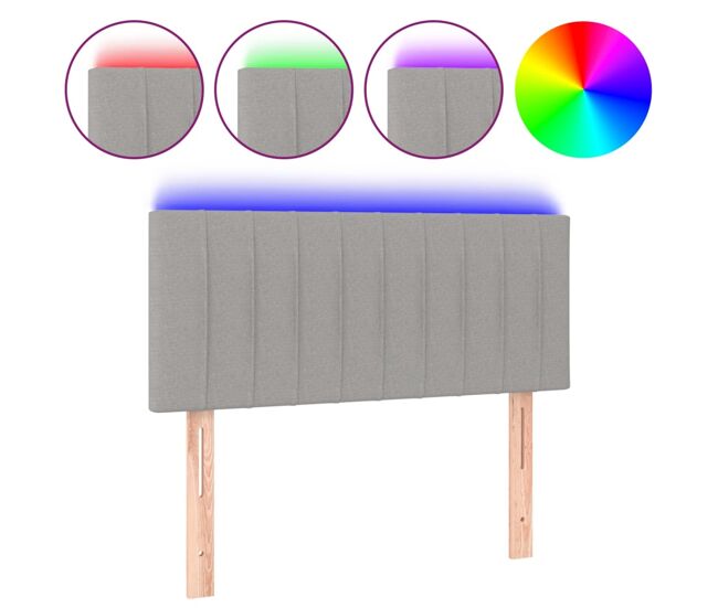 Vidaxl cabeceira de cama c/ luzes led tecido 90x5x78/88 cm cinza-claro