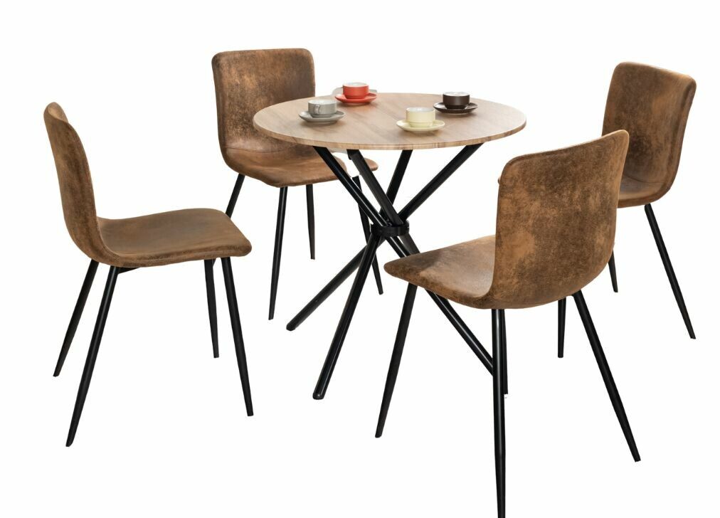 Conjunto de mesa redonda + 4 cadeiras estilo vintage