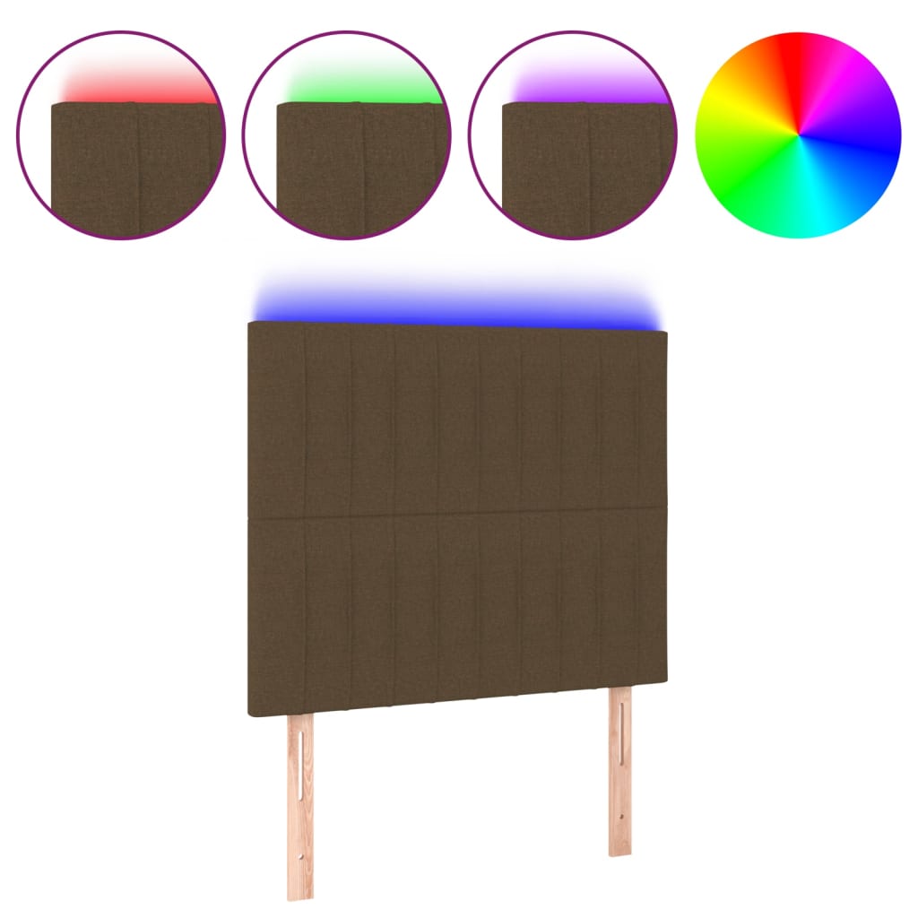 Vidaxl cabeceira de cama c/ luzes led tecido 100x5x118/128cm castanho