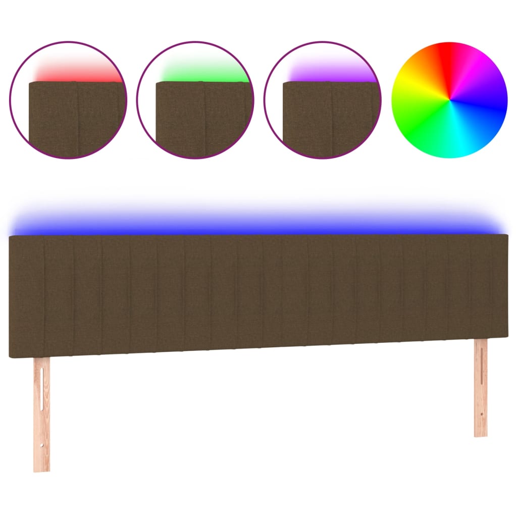 Vidaxl cabeceira de cama c/ luzes led tecido 160x5x78/88 cm castanho