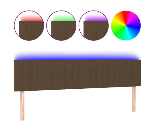 Vidaxl cabeceira de cama c/ luzes led tecido 160x5x78/88 cm castanho