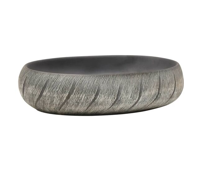 Vidaxl lavatório de bancada oval 59x40x15 cm cerâmica preto e cinza