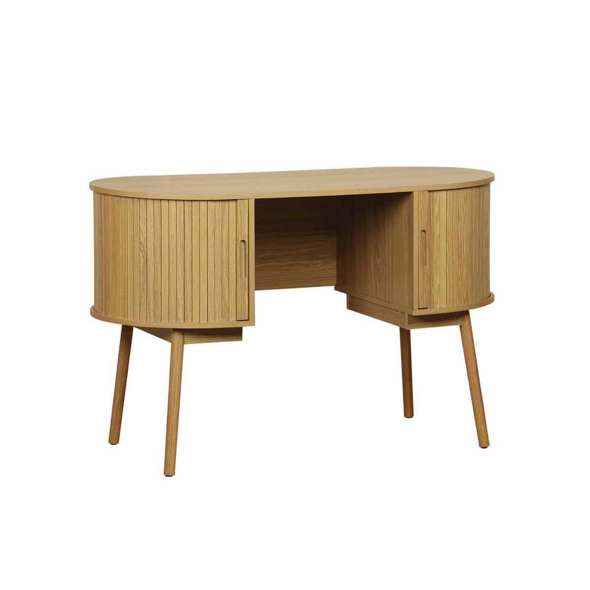 Secretária oval com efeito de madeira com 2 espaços de arrumação, 120cm, legacy, natural, 120x55x77 cm