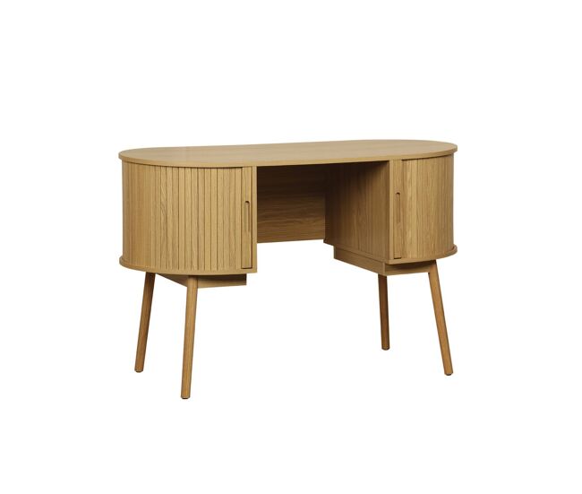 Secretária oval com efeito de madeira com 2 espaços de arrumação, 120cm, legacy, natural, 120x55x77 cm