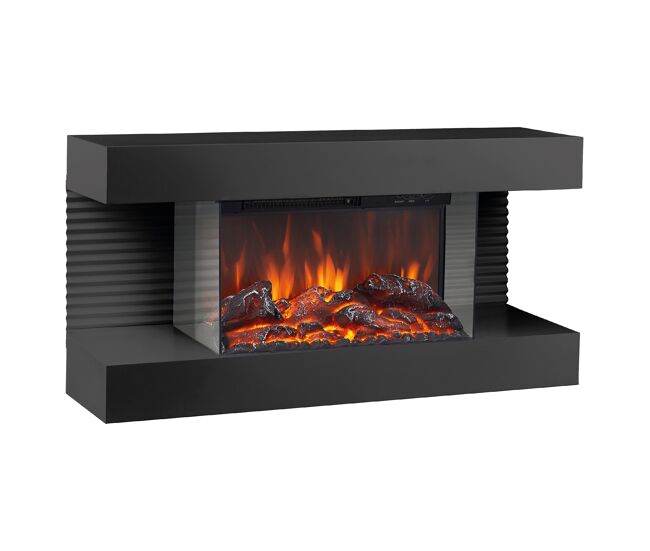 Kaminio lareira elétrica liz - lareira elétrica de parede com aquecimento, efeito de chama 3d, luz ambiente led, controle remoto - preto