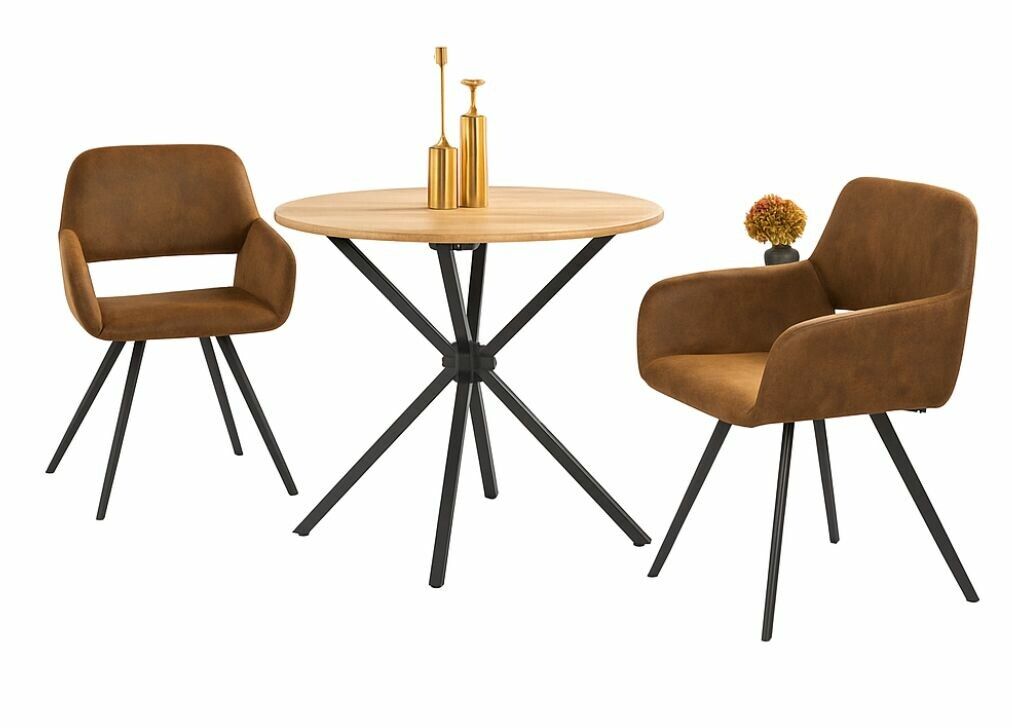 Conjunto de mesa redonda + 2 cadeirões vintage