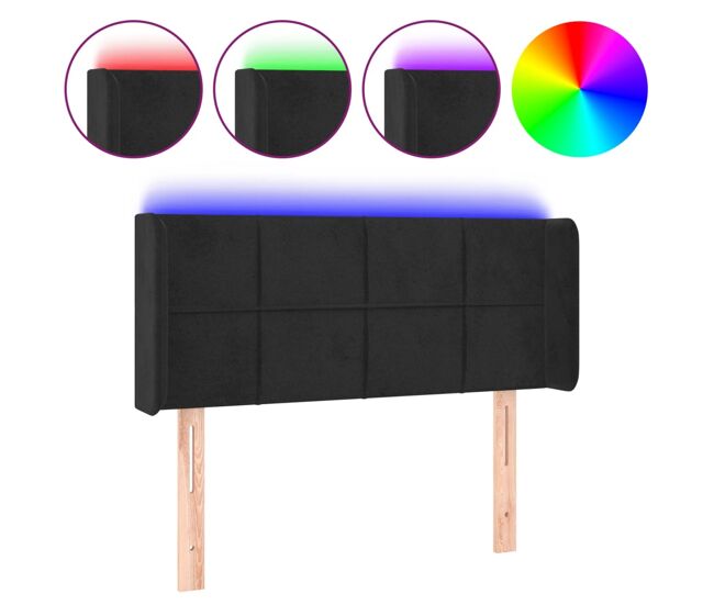 Vidaxl cabeceira de cama c/ luzes led veludo 83x16x78/88 cm preto