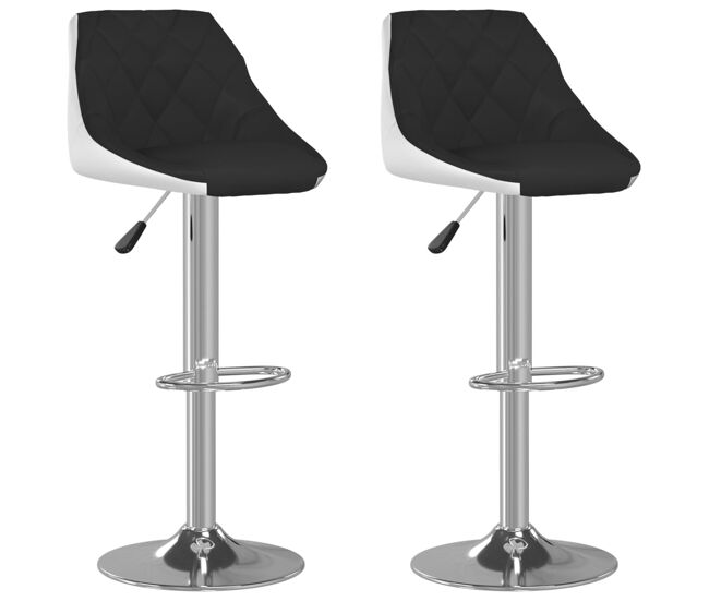 Vidaxl bancos de bar 2 pcs couro artificial preto e branco