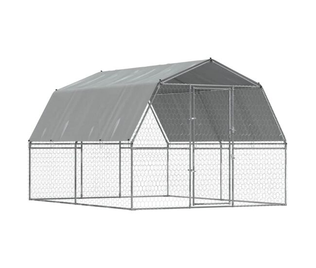 Vidaxl gaiola para cães com telhado e porta aço galvanizado prateado