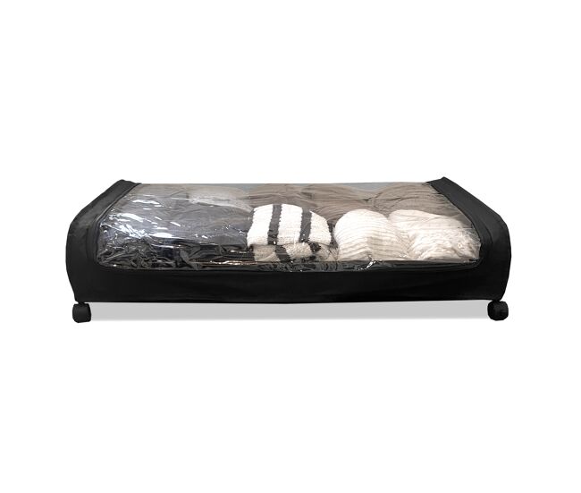 Organizador round para debaixo da cama – dobrável com rodas e tampa transparente – compacto – nyana home